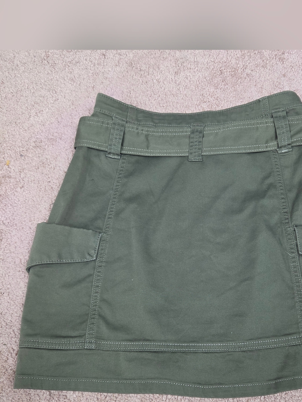 Express Olive Green Utility Belted Mini Skirt - Picture 4 of 7